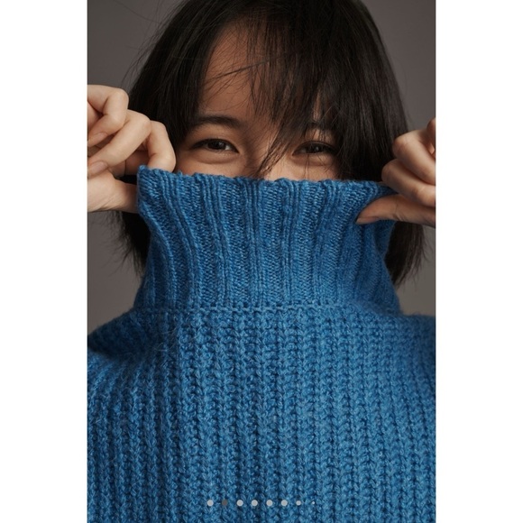 ANTHROPOLOGIE THE DAKOTAH OVERSIZED TURTLENECK SWEATER MAEVE TOP INDIGO S NWT - Picture 9 of 10